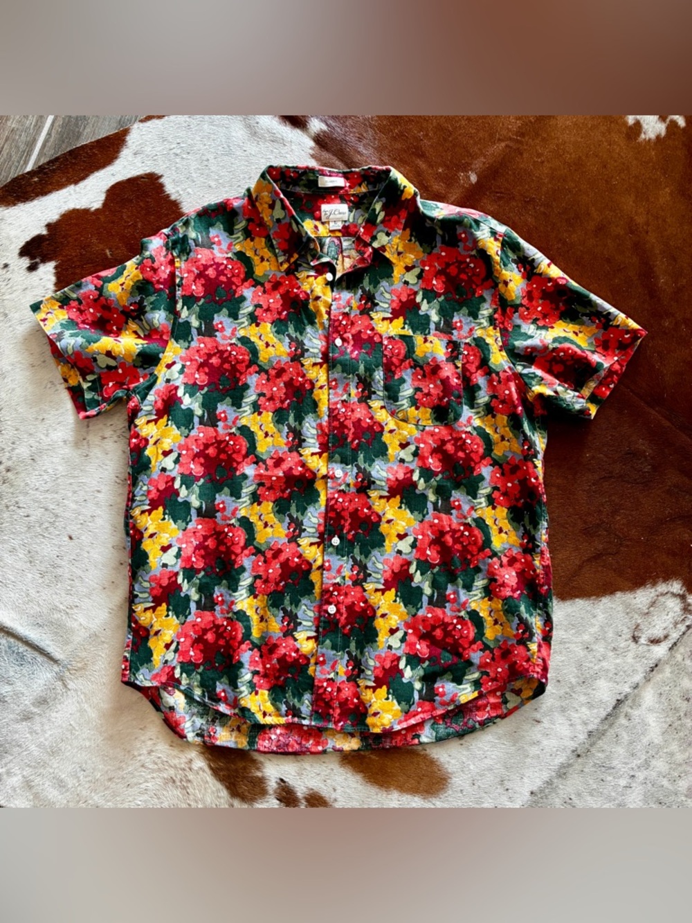 J.Crew Linen Floral Button Down Shirt Men’s Large Classic Fit